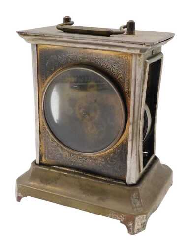 An early 20thC German Junghans style musical alarm carriage clock, in rectangular case with...