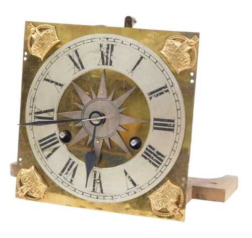 A Junghans clock movement, with a 15cm backplate with circular Roman numeric chapter ring, eight...