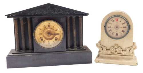 A 20thC B Brothers mantel clock, in carved domed case, with 10cm diameter Roman numeric dial and...