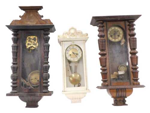 A part late 19thC Vienna wall clock, with Arabic 13cm diameter dial, part eight day movement, in...