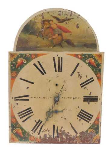 A 19thC longcase clock movement, with arched dial signed Blakeborough Keighley, surmounted by...
