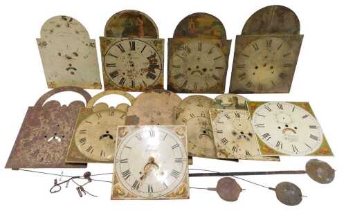Various longcase clock dials, to include Chester, 33cm wide, a number of various arched dials,...