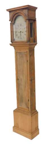 A 19thC pine longcase clock, the 30cm wide Roman numeric dial with subsidiary second hand, eight...