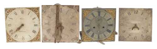 Various longcase clock dials, bells, brass dials, 33cm wide, etc. (a quantity, AF)