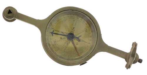 A 20thC ship's compass, in brass case marked WS Jones London, 30cm long. (AF)