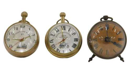 A 20thC brass cased pocket watch, the 5cm diameter dial marked Railway Regulator Lever Swiss...