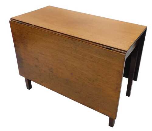 A 19thC mahogany drop leaf table, of rectangular form, on square legs, when closed 72cm high,...