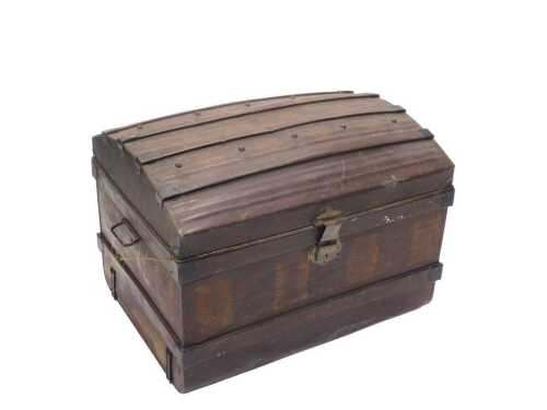 An early 20thC Warranted Best steel dome topped travel trunk, of rectangular form, with side...