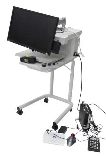 An LVHDV223W 22" monitor, various other computer equipment, computer stand, etc. (a quantity)...