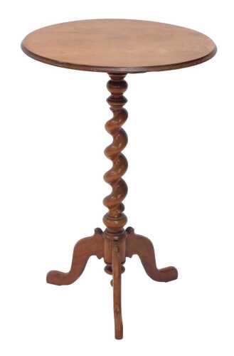 A 19thC rosewood tripod table, with circular top, on bobbin turned stem terminating in triple...