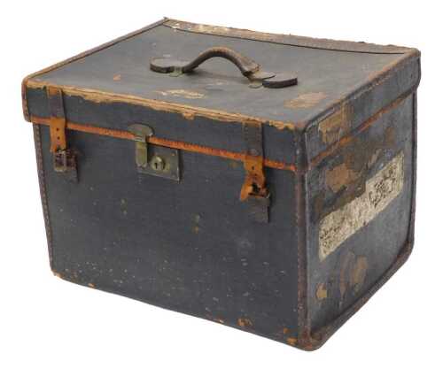 An early 20thC pressed leather hat box, marked a Boswell Maker 8 Hanover Street Edinburgh, with...