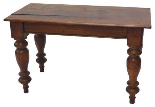 A mahogany kitchen table, of small proportion, the rectangular top on heavy baluster legs, 74cm...
