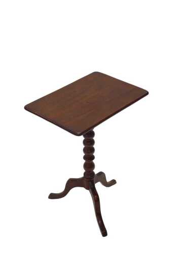 A 19thC mahogany tilt top occasional table, the oblong top raised on a bobbin turned and...