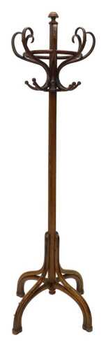 A 20thC freestanding hat stand, with inverted orb finial, S scroll hooks and bamboo style stem,...
