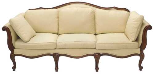 A high quality three seater oak framed lounge or salon sofa, with serpentine back and shaped...