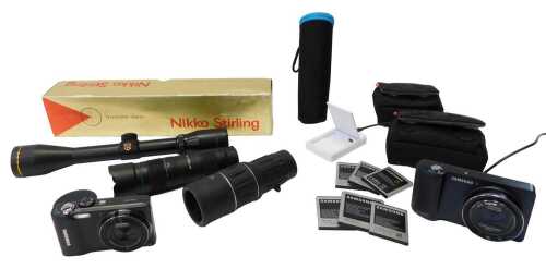 Cameras and optical related equipment, to include a Nikko Stirling telescopic sight, further...