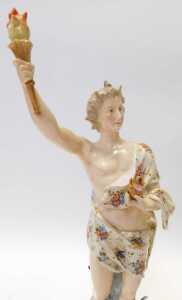 A pair of late 19thC Continental porcelain figures, modelled as Hebe beside a raven, and... - 3