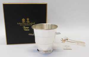 An Arthur Price Sovereign Collection silver plated twin handled ice bucket, with tongs, boxed. - 3