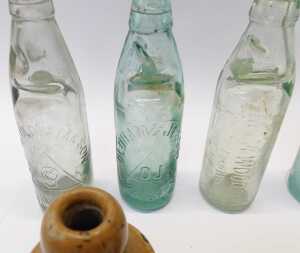 A group of stoneware and glass bottles, to include a W Berry Manchester and London stoneware jar,... - 3