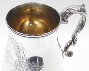 A Victorian silver tankard, of baluster form, with a beaded border and acanthus leaf scrolling... - 3