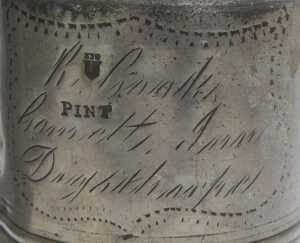 A Royal Navy bicorn hat storage case, bearing a name plaque for JW Hardcastle RN, together with... - 2