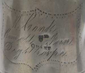A Royal Navy bicorn hat storage case, bearing a name plaque for JW Hardcastle RN, together with... - 3