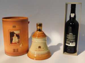A bottle of Dow's Crusted Port, bottled 2012, in a presentation box, and a bottle of Bell's Old... - 2