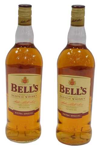 Two bottles of Bell's Finest Old Scotch whisky, 1 litre.