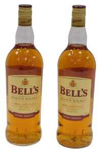 Two bottles of Bell's Finest Old Scotch whisky, 1 litre.