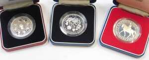 Three Royal Mint silver proof crowns, to include a United Kingdom Coronation 40th Anniversary... - 2