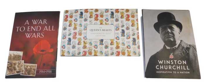 A Westminster The Queen's Beasts commemorative ingot collection, comprising ten brass and 24ct...