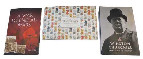 A Westminster The Queen's Beasts commemorative ingot collection, comprising ten brass and 24ct...