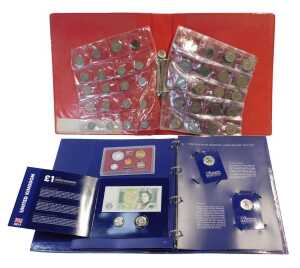 A Queen Elizabeth II fifty pence coin collection, comprising nine fifty pence coins, contained...