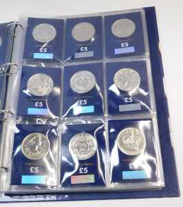 A Change Checker folder, containing thirteen five pound coins, a one pound coin, five fifty... - 2