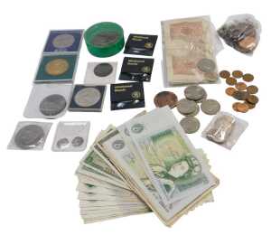 Coinage, to include copper pre decimal, commemorative crowns, a George V 1919 threepence,...