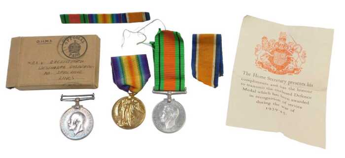 Two World War I medals, comprising the War Medal and Victory Medal, named to Private WH...