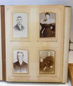 An Edwardian brown leather-bound photograph album, embossed with flowers and gilt tooling,... - 3