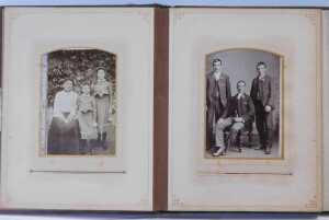 An Edwardian brown leather-bound photograph album, embossed with flowers and gilt tooling,... - 4