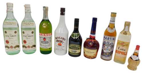 Alcohol, to include Malibu, Bacardi white rum, Martini Bianco, etc. (a quantity)