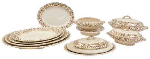 A late 19thC Brownfield and Sons pottery Seringa pattern part dinner service, to include various...