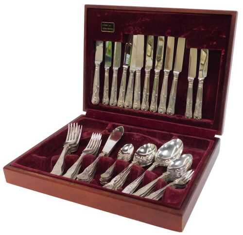 A Viners silver plated Kings pattern canteen of cutlery, for six place settings.