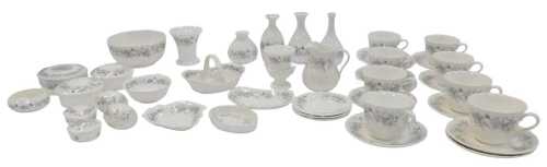 A group of Wedgwood Angela pattern porcelain, to include teacups and saucers, bud vases, trinket...