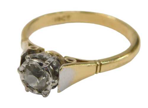 A diamond solitaire ring, the old cut diamond approx 0.45ct, 3.8mm x 3.8mm x 3.2mm, in a rub...