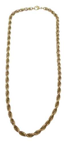 A 9ct gold rope twist neck chain, with a lobster claw clasp, 40cm long, 13.3g.