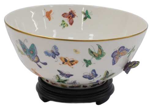 A Franklin Mint porcelain The Bowl of A Hundred Butterflies by Mei Lin Li bowl, printed marks,...