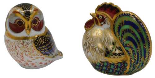A Royal Crown Derby porcelain paperweight modelled as Farmyard Cockerel, limited edition number...
