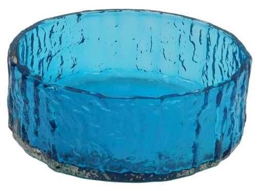 A Whitefriars kingfisher blue bark-effect glass bowl, 20cm wide.