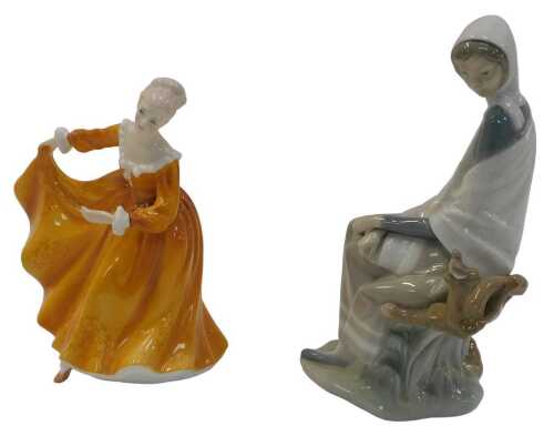 A Royal Doulton porcelain figure modelled as Kirsty, HN2381, together with a Lladro porcelain...