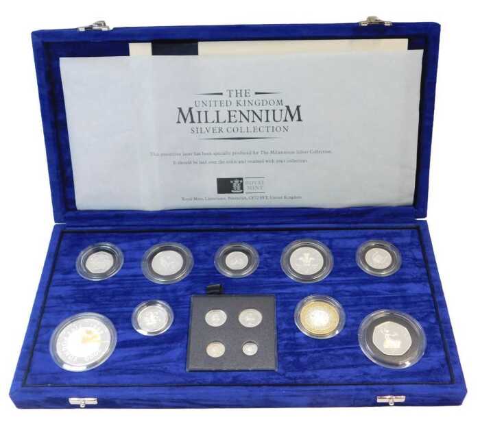 A Royal Mint The United Kingdom Millennium silver coin collection, comprising thirteen silver...