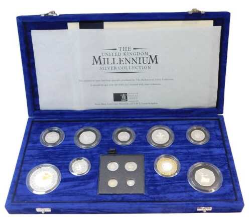 A Royal Mint The United Kingdom Millennium silver coin collection, comprising thirteen silver...